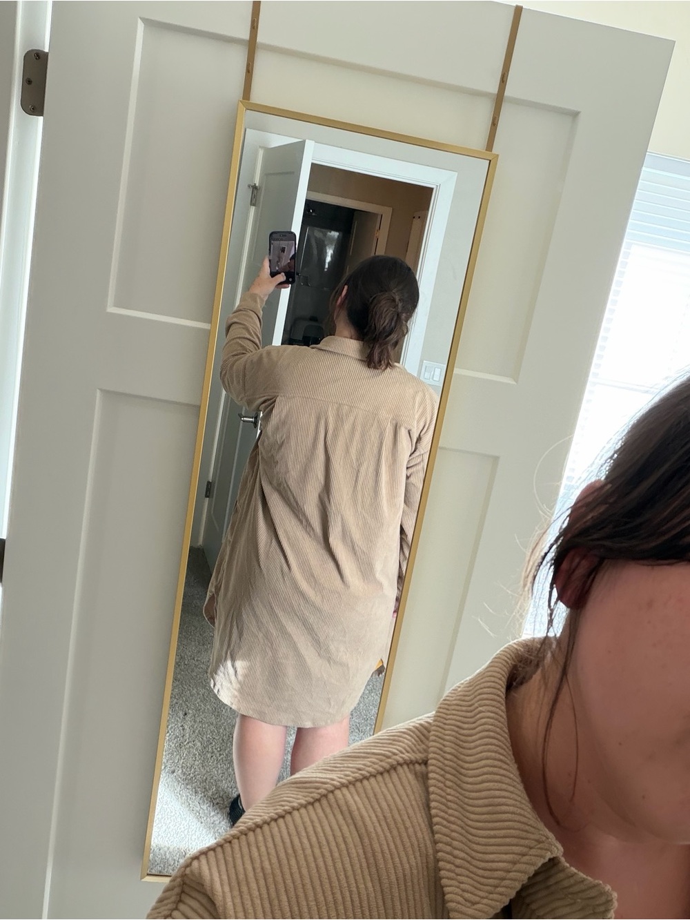 Tan Button-Up Ribbed Shirt Jacket - Picture 4 of 5